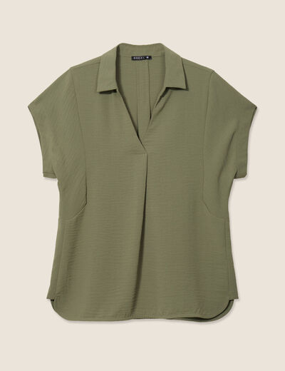 Blouse manches courtes vert kaki femme