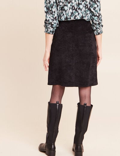 Jupe en velours longueur genoux noir femme