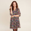 Robe &eacute;vas&eacute;e manches 3/4 noir femme