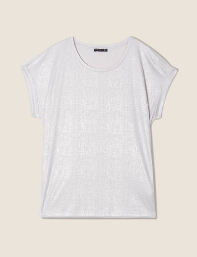 T-shirt manches courtes gris argent femme