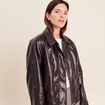 Blouson col montant marron femme