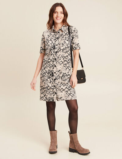 Robe droite velours beige femme