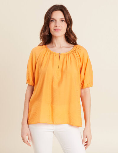 Blouse manches 3/4 orange clair femme