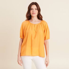 blouse manches 34 orange clair femme Blouse manches 3/4 orange clair femme