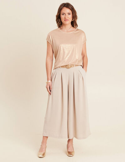 Pantalon jupe-culotte large gris clair femme
