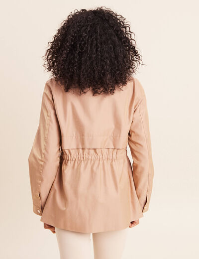 Parka ajust&eacute;e mi-longue brillante sable femme