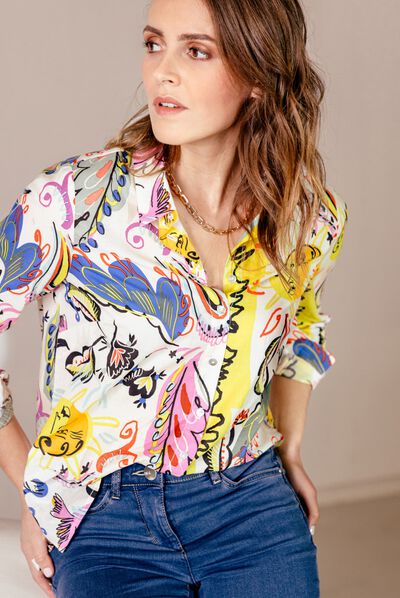 Chemise manches longues multicolore femme