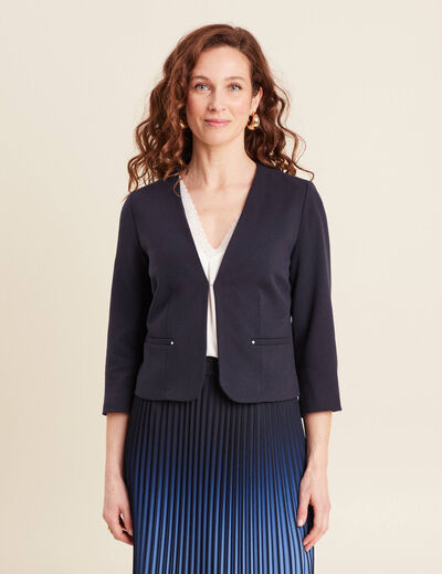 Veste cintrée bleu foncé femme
