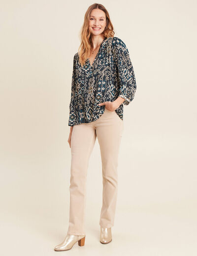 Blouse manches 3/4 bleu foncé femme