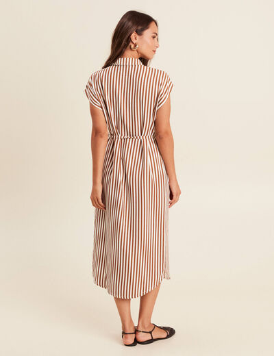 Robe droite fluide col chemise blanc femme