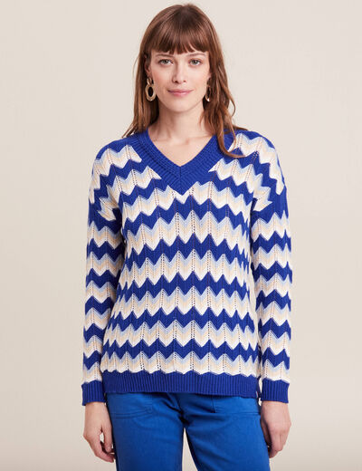 Pull confectionné en France bleu femme