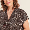 Chemise crêpe manches courtes noir femme