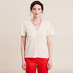 Blouse manches courtes brodée ivoire femme