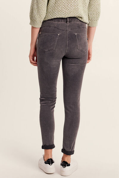 Pantalon ajusté 7/8ème gris femme