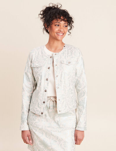Veste cintr&eacute;e r&eacute;versible manches longues blanc femme