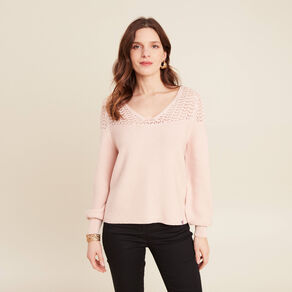 pull confectionne en france vieux rose femme Pull confectionné en France vieux rose femme