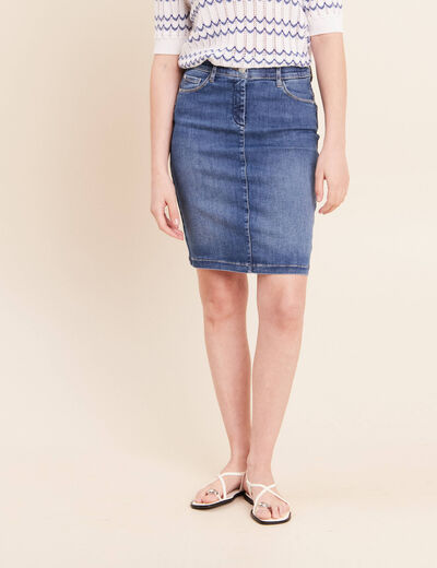 Jupe magique l'unique denim double stone femme