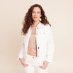 Veste cintr&eacute;e en jean avec broderies blanc femme