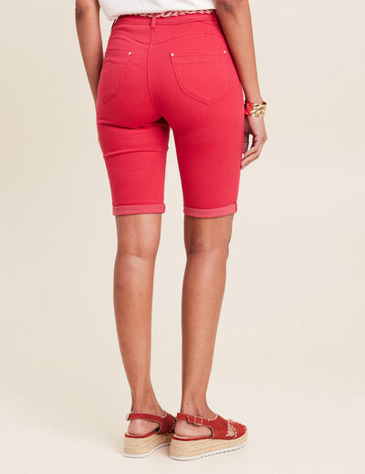 Bermuda ajusté ceinturé rouge femme
