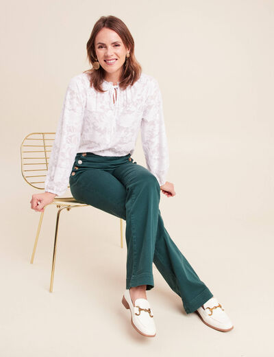Blouse f&eacute;minine manches longues blanc femme