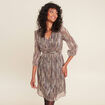 Robe évasée manches 3/4 rose femme