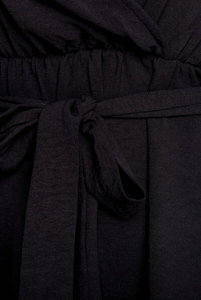 Robe droite ceinturée noir femme