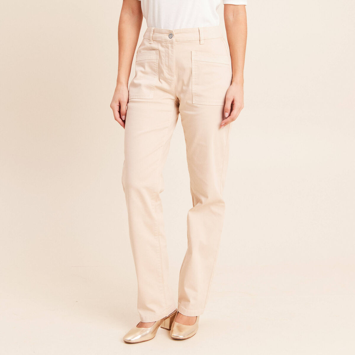 Pantalon coupe mom long ivoire femme