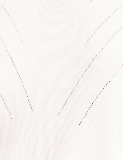 Pull ajust&eacute; col bateau strass ecru femme