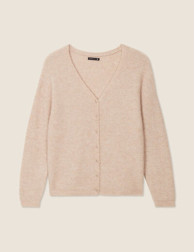 Gilet manches longues beige femme