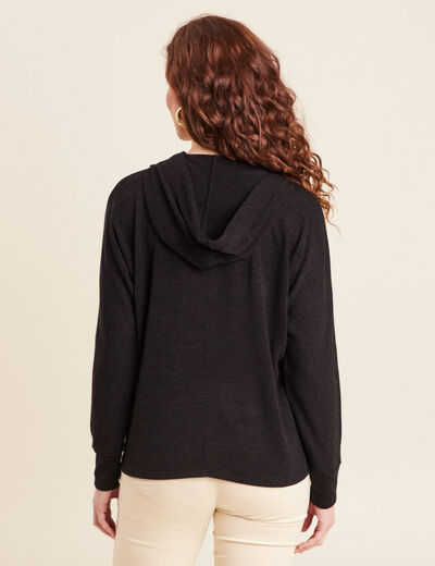 Pull à capuche noir femme