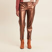 Pantalon ample simili cuir couleur cuivre femme