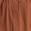 Blouse droite pliss&eacute;e col montant marron fonc&eacute; femme