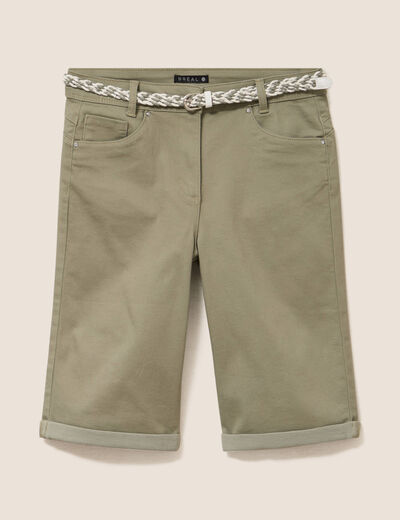 Bermuda ajust&eacute; ceintur&eacute; vert clair femme