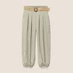 Lot de 2 pantalons larges pliss&eacute;s vert clair femme
