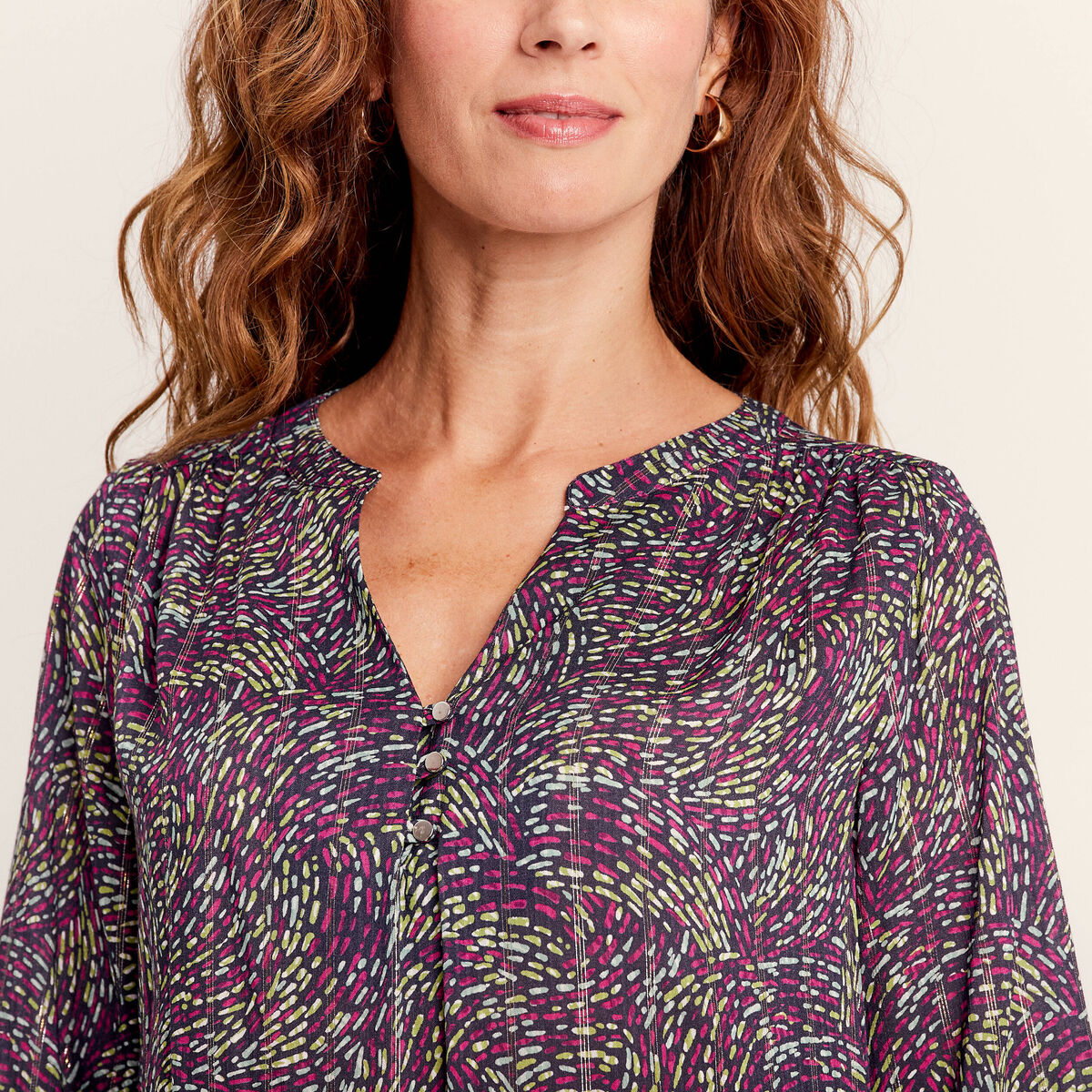 Blouse manches 3/4 multicolore femme