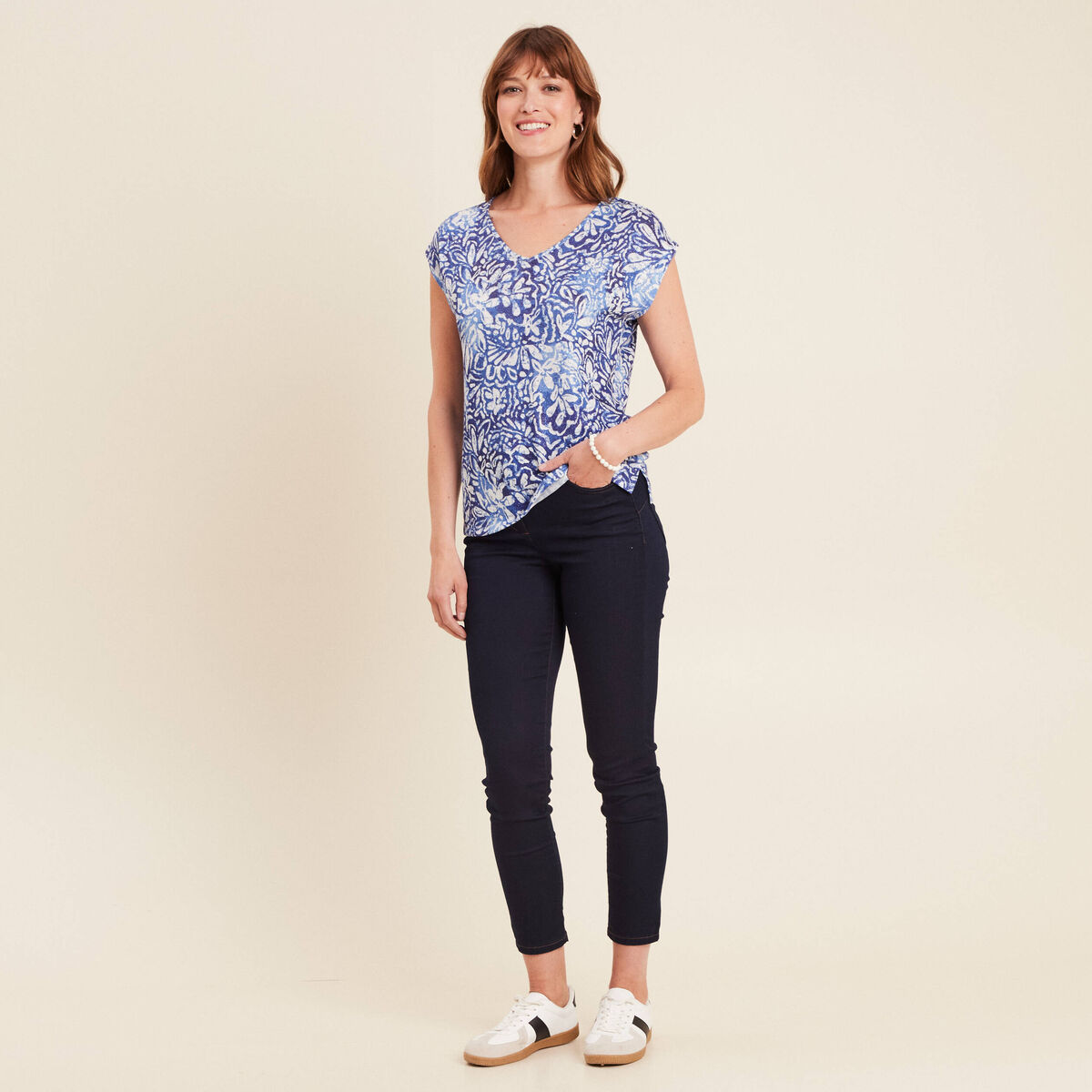 T-shirt manches courtes bleu femme