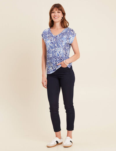 T-shirt manches courtes bleu femme