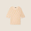 Pull manches courtes ajouré multicolore femme
