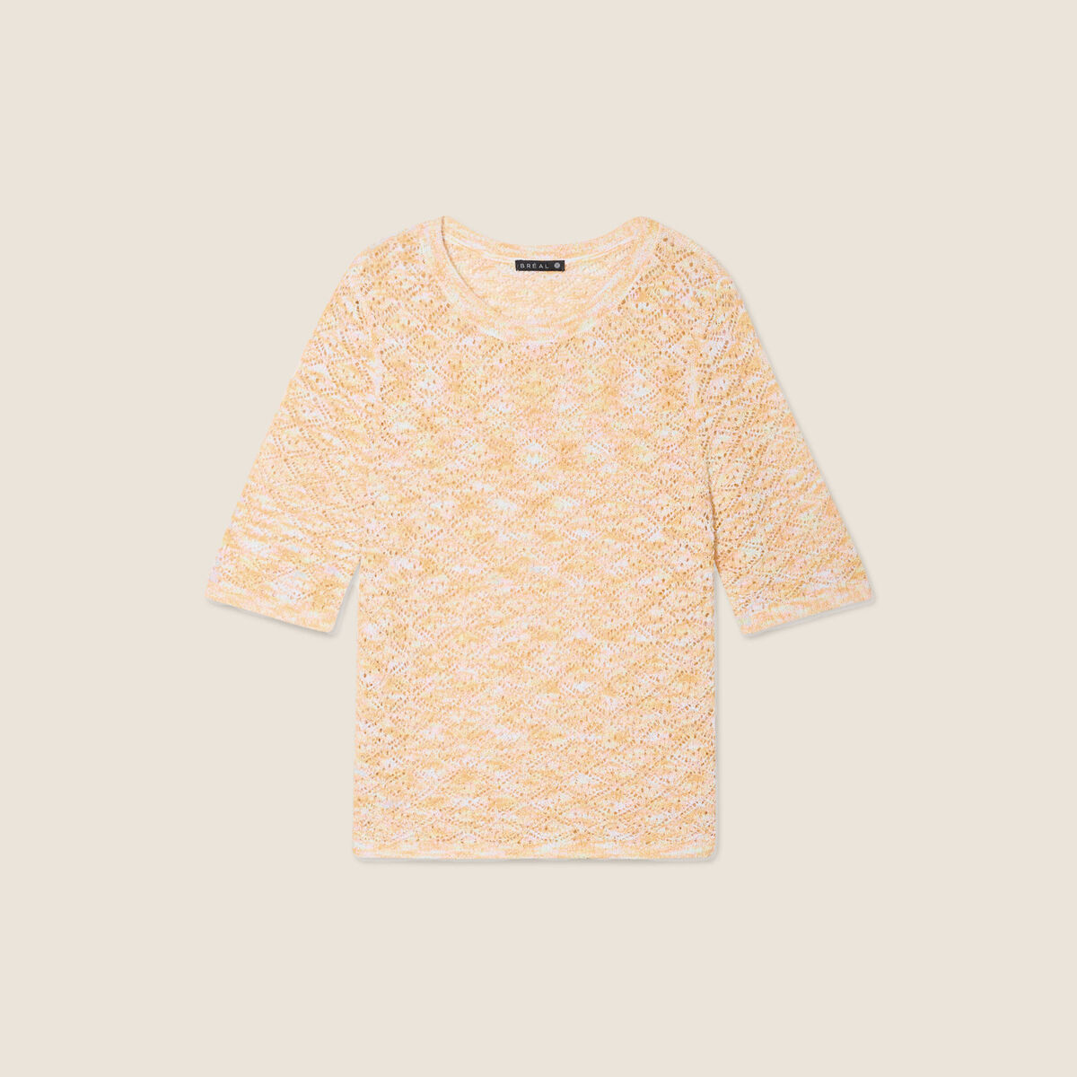 Pull manches courtes ajouré multicolore femme