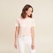 t-shirt droit court satiné col rond vieux rose femme