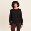 Pull droit col rond manches longues noir femme