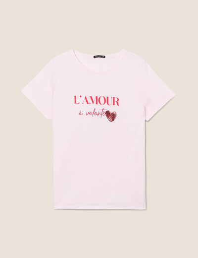 T-shirt manches courtes rose femme
