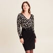 Robe tricot ajust&eacute;e 2-en-1 noir femme