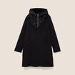 Manteau ajust&eacute; capuche amovible noir femme