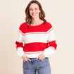 Pull droit col rond en coton ecru femme
