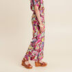 Pantalon large taille haute mauve femme