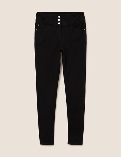 Jean ajust&eacute; taille haute stretch noir femme