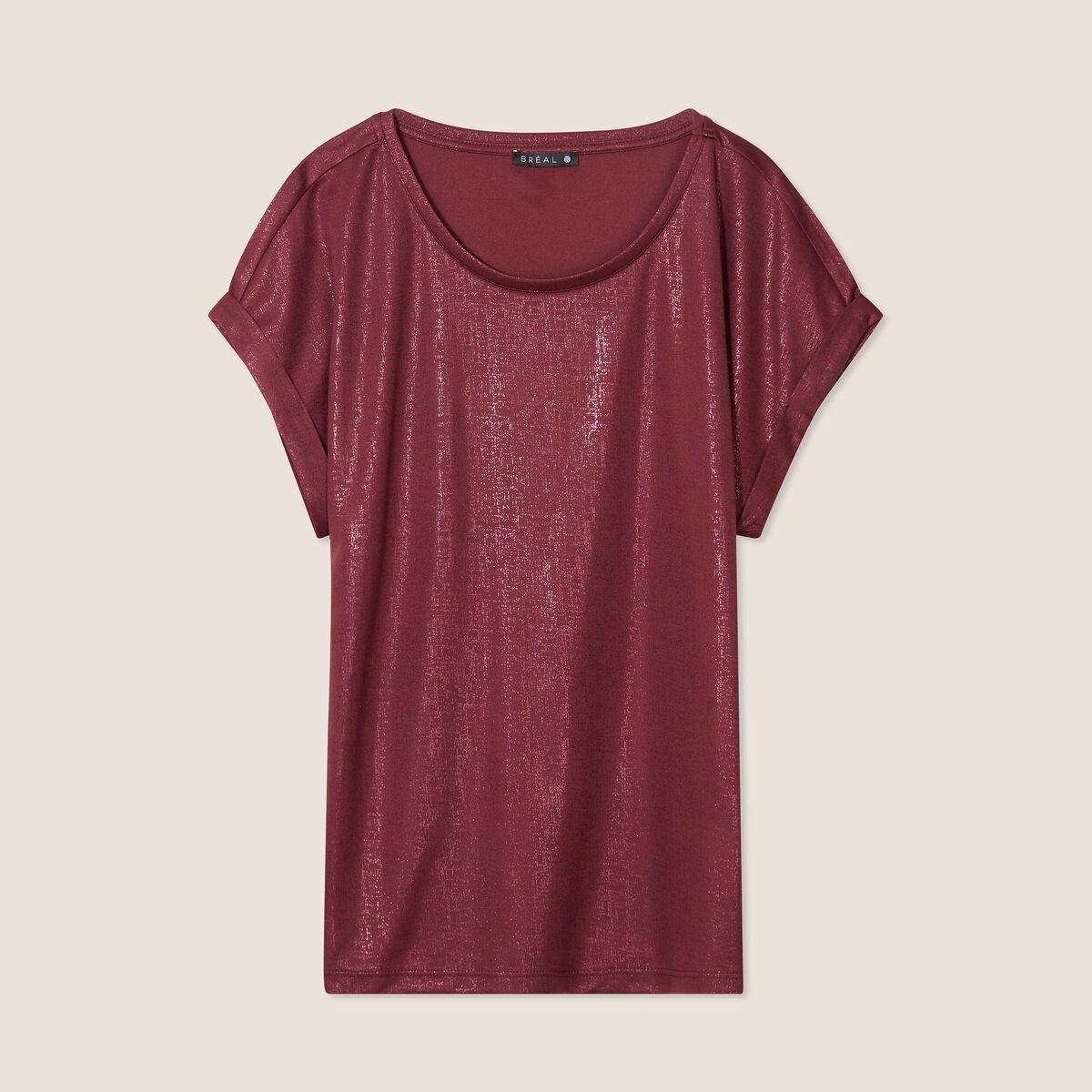 T-shirt manches courtes bordeaux femme
