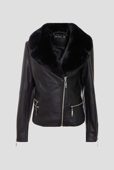 Veste esprit perfecto cintrée noir femme