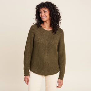 Pull manches longues vert kaki femme